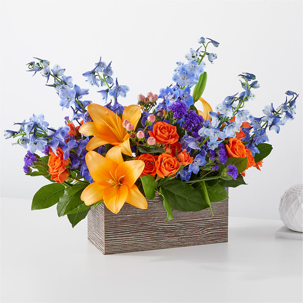 Radiant Citrus Box Bouquet – Flowers By Albert, Lowell MA