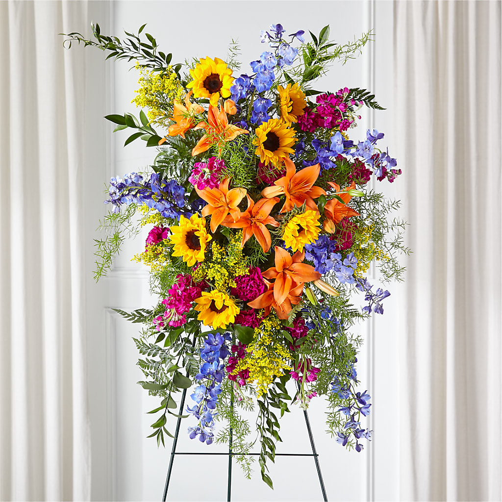 Sunlit Memories Standing Spray (Standard) – Flowers By Albert, Lowell MA