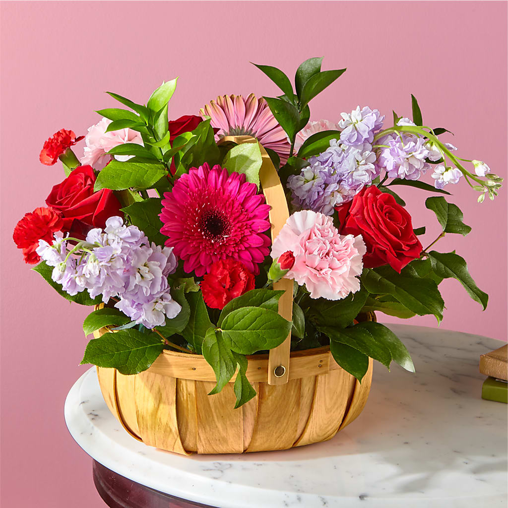 Pink Picnic Basket – Flowers By Albert, Lowell MA