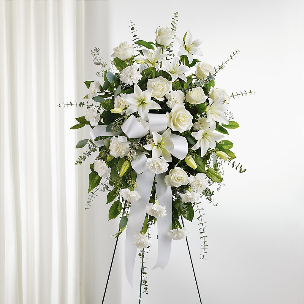 With Care Standing Spray – Flowers By Albert, Lowell MA