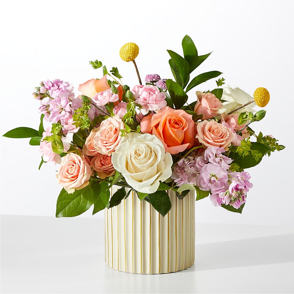French Market Bouquet with Ivory Vase – Flowers By Albert, Lowell MA
