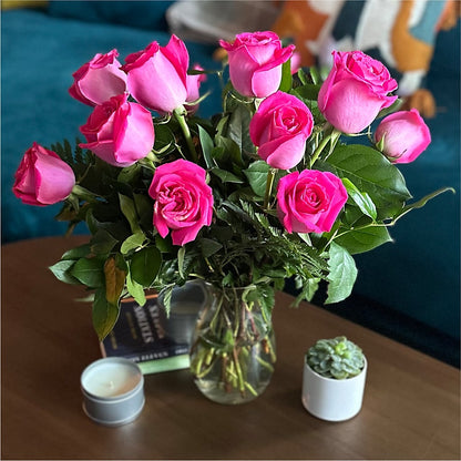 Long Stem Pink Rose Bouquet –  Flowers By Albert, Lowell MA
