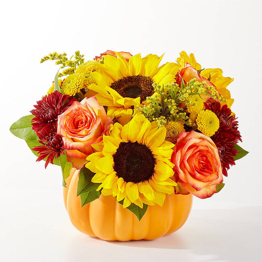 Golden Gourd Pumpkin Bouquet –  Flowers By Albert, Lowell MA