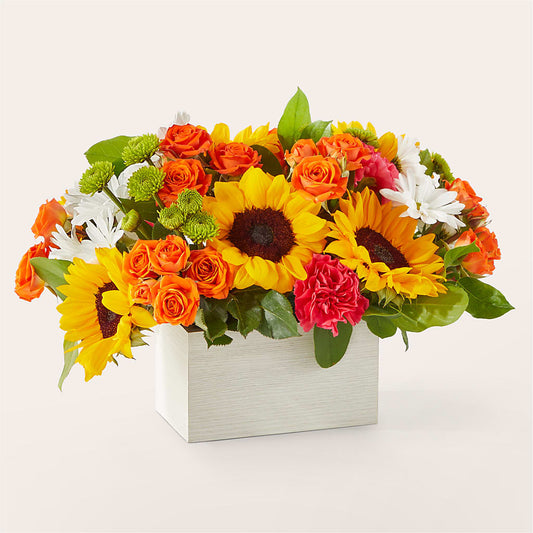 Sun-drenched Blooms Box Bouquet –  Flowers By Albert, Lowell MA
