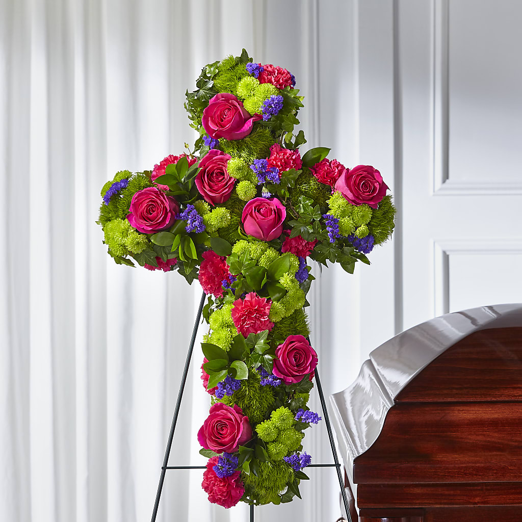 Tribute Rose Floral Cross –  Flowers By Albert, Lowell MA