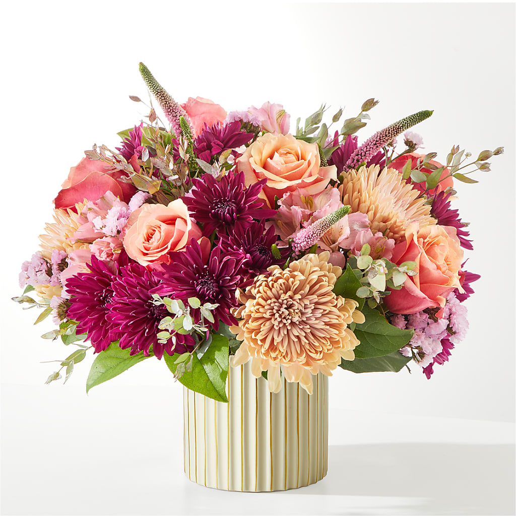 Berry Cobbler Bouquet with Ivory Vase –  Flowers By Albert, Lowell MA