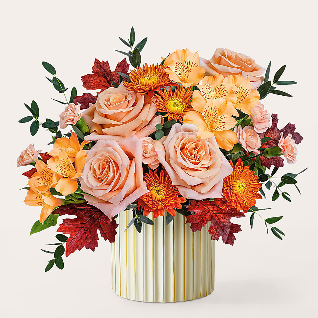 Spiced Latte Bouquet with Ivory Vase –  Flowers By Albert, Lowell MA