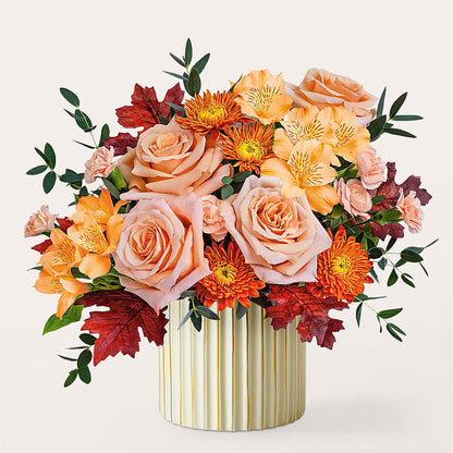 Spiced Latte Bouquet with Ivory Vase –  Flowers By Albert, Lowell MA