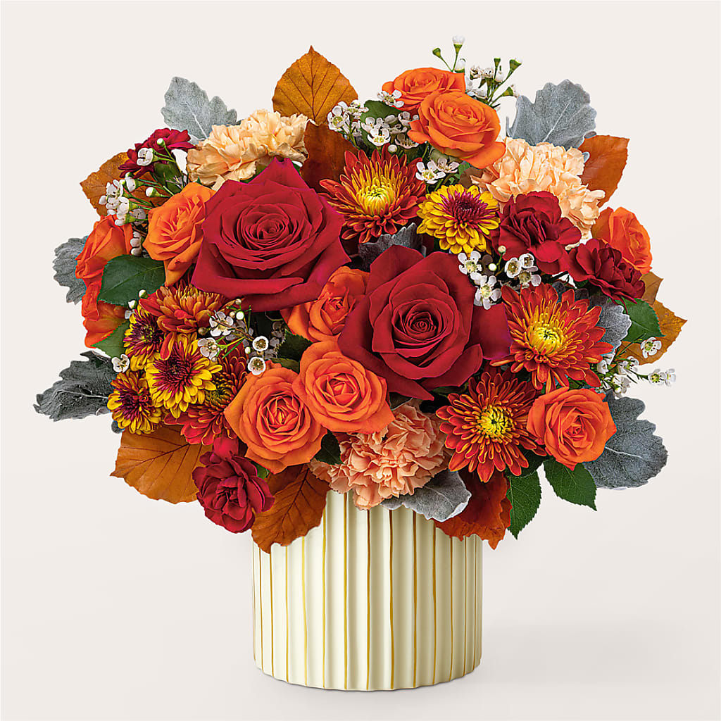 Merlot Bouquet with Ivory Vase –  Flowers By Albert, Lowell MA