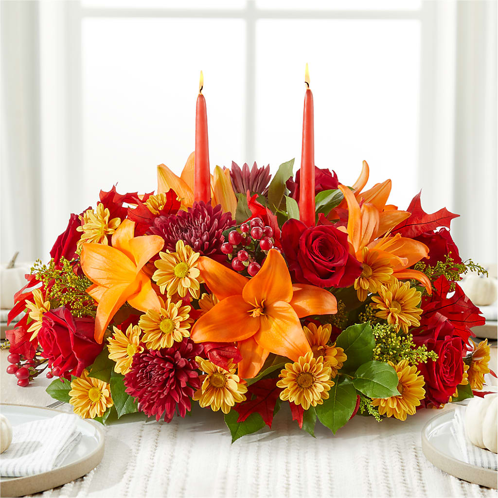 Autumn's Embrace Centerpiece –  Flowers By Albert, Lowell MA