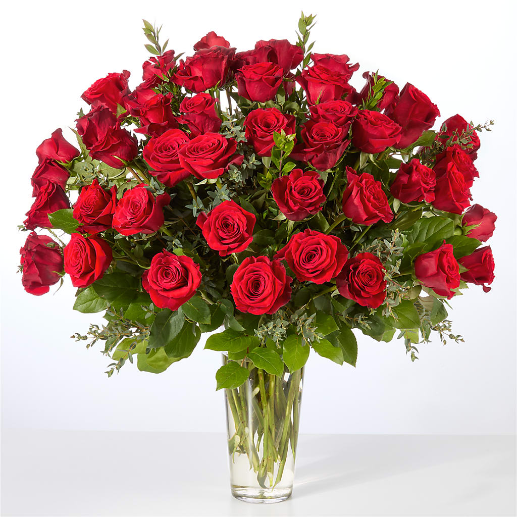Forever Yours Fifty Stem Red Rose Bouquet –  Flowers By Albert, Lowell MA